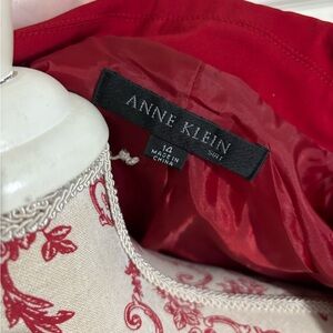 Anne Klein Red Coat and Black Paint Suit